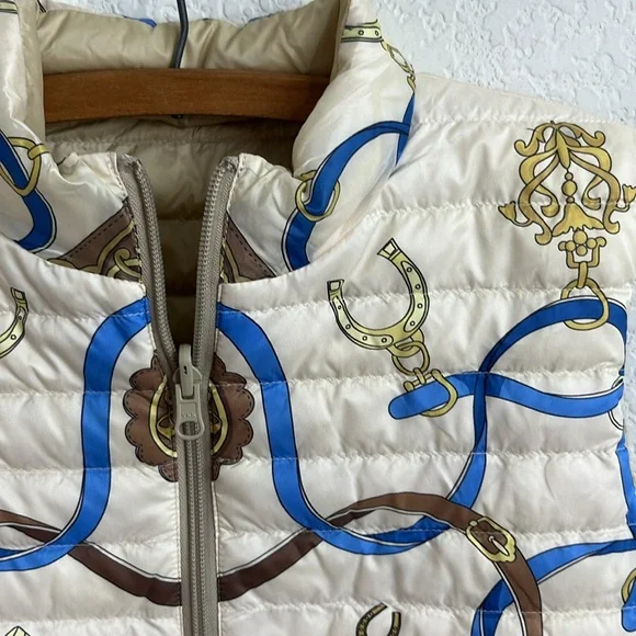 J.Mclaughlin Quilted Equestrian Reversible Horsebit Puffer Vest Pockets - Picture 4 of 10